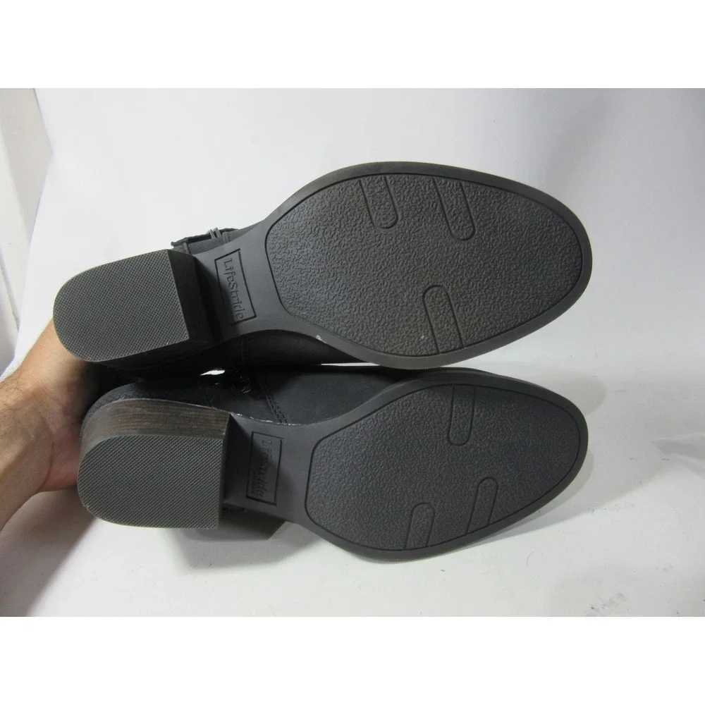 LifeStride Blaire Ankle Booties Women 7.5M Black Excellent Double Buckle Straps